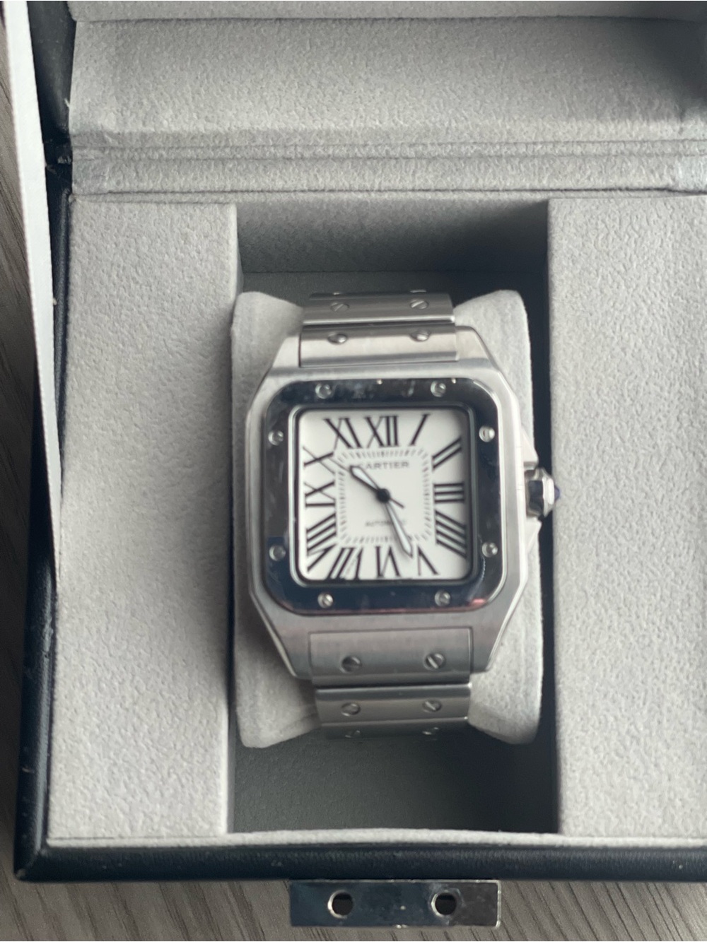 Cartier Men's Silver Stainless Steel Watch with White Dial